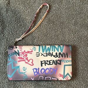 NWOT Graffiti Print Wristlet Wallet